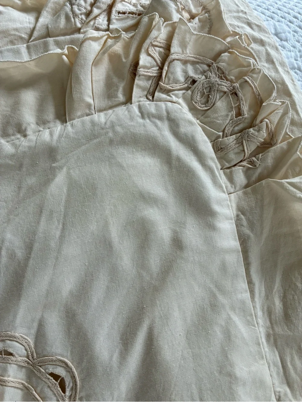 Duvet Cover Twin Size Battenberg Lace Embroidered Cream Color Vintage